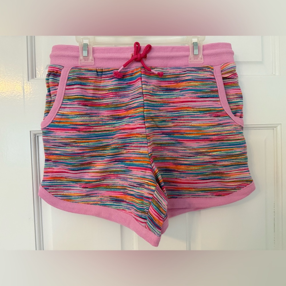 Lands' End Girls Cotton Drawstring Stripes Shorts Pink Size XL 14-16